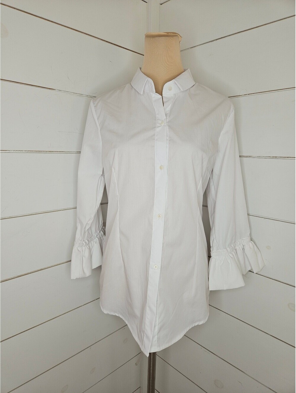 Gretchen Scott large white bell sleeve blouse